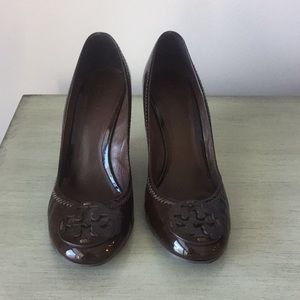 Brown Tory Burch wedge heels
